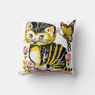 Cute Cat Kids Throw Pillow – Fun and Cozy 