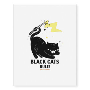 Cute cat kitten black cats rule temporary tattoos