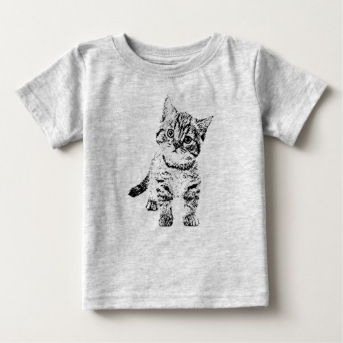 Cute cat kitten  black graphic pen baby T_Shirt