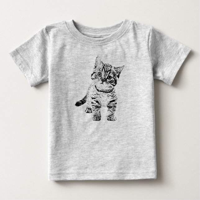Cute cat kitten | black graphic pen baby T-Shirt (Front)