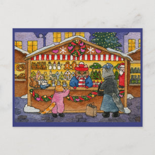 Cute Cat Kitten Christmas Toy Market postcard