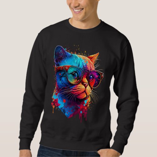 Cute Cat kitten  Colorful Cat Dad Cat Mom  2 Sweatshirt