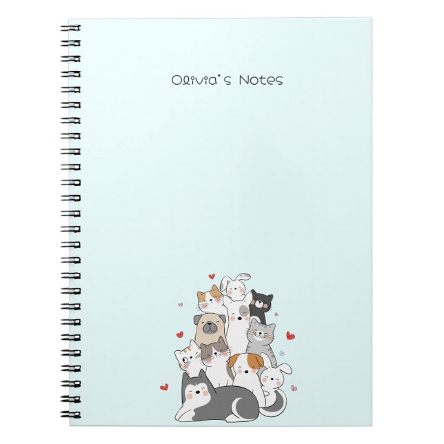 Cute Cat Kitten colorful gradient Personalized  Notebook (Front)