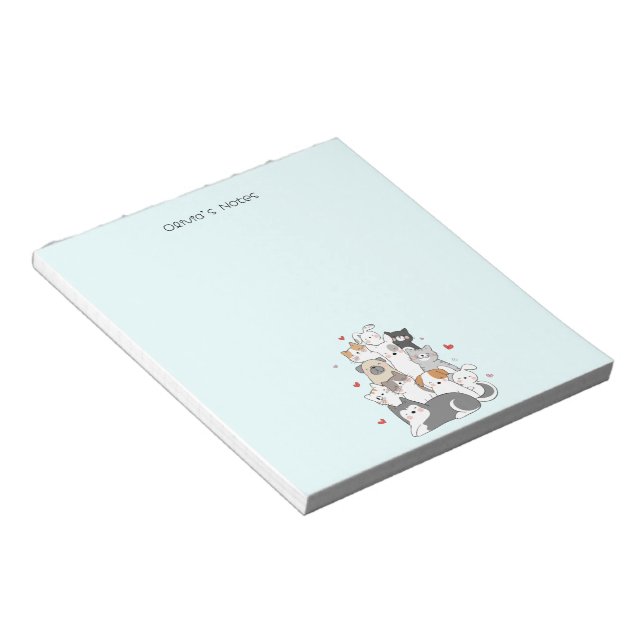Cute Cat Kitten colorful gradient Personalized  Notepad (Angled)