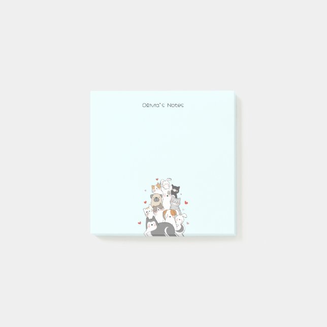 Cute Cat Kitten colorful gradient Personalized  Post-it Notes (Front)