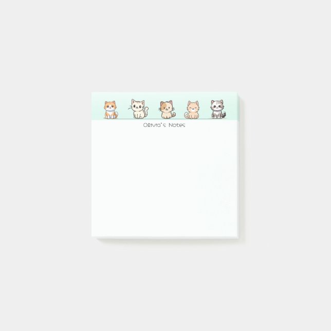 Cute Cat Kitten colorful gradient Personalized  Post-it Notes (Front)