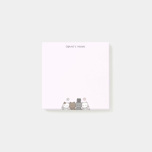 Cute Cat Kitten colorful gradient Personalized  Post-it Notes (Front)