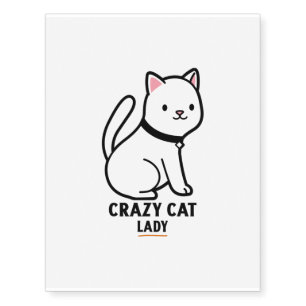 Cute cat kitten crazy cat lady temporary tattoos