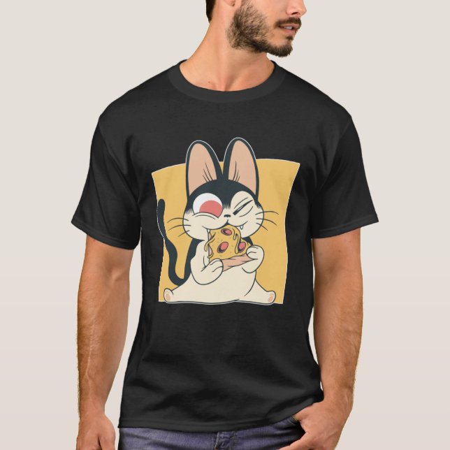 Cute Cat Kitten Eating Pizza Cats   Kids Girls T-Shirt (Front)