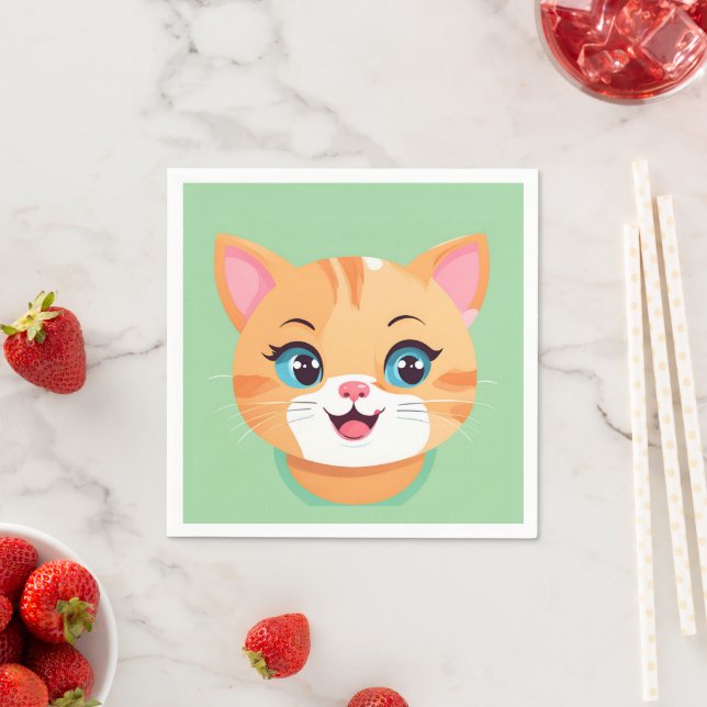 Cute cat kitten Face pet animals Birthday Party  Napkins (Insitu)
