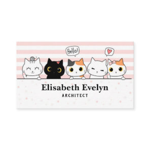 Cute cat kitten family cartoon doodle business card