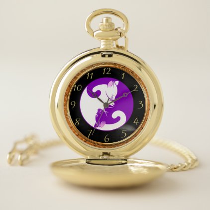 Cute cat kitten fun loving pets Yin and Yang 4 Pocket Watch