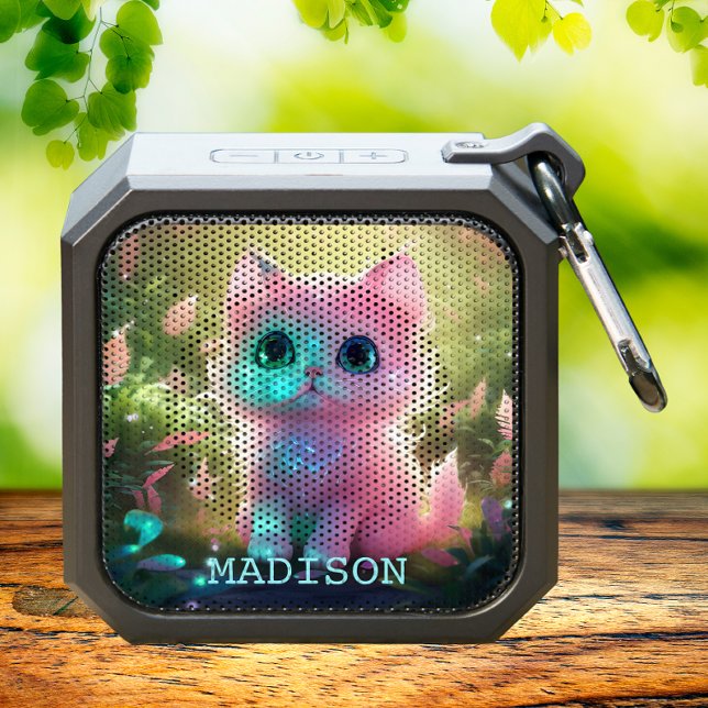 Cute Cat Kitten Girly Personalized Name Bluetooth Speaker (Creator Uploaded)