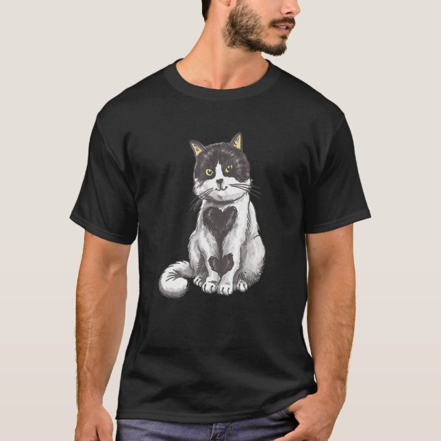 Cute Cat Kitten Heart Cat Cat Rescue Adoption T-Shirt (Front)