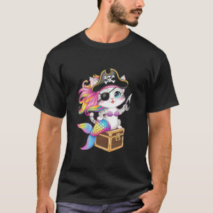 Cute Cat Kitten Mermaid Pirate Halloween Party Kid T-Shirt