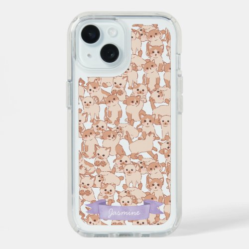 Cute Cat Kitten Pattern iPhone 15 Case