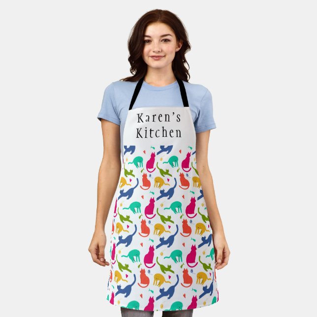Cute Cat Kitten Personalized Apron (Worn)