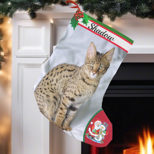 Cute Cat Kitten Photo Christmas Stocking Add Name (Creator Uploaded)