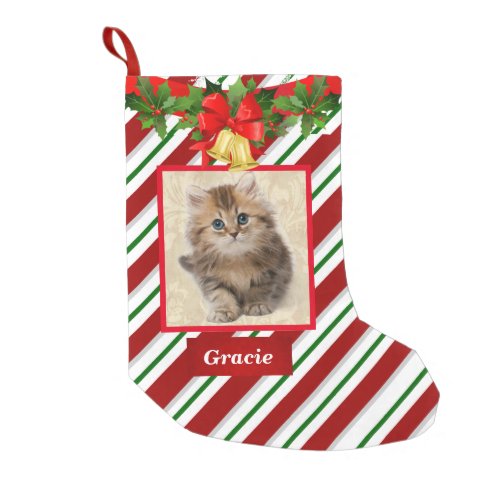 Cute Cat Kitten Photo Christmas Stocking Name