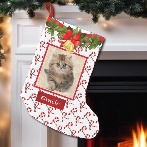 Cute Cat Kitten Photo Christmas Stocking Name