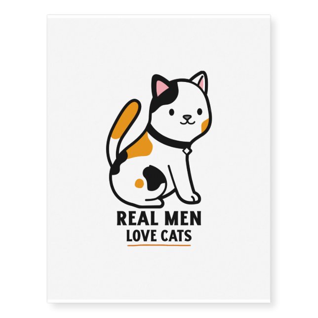 Cute cat kitten real men temporary tattoos (Front)