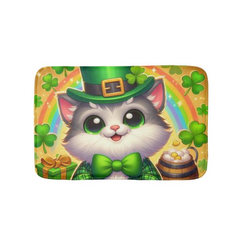 Cute catkitten Saint Patricks Day  Bath Mat