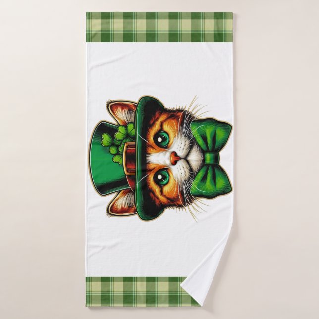 Cute cat/kitten Saint Patrick's Day  Bath Towel (Bath Towel)
