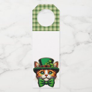 Cute cat/kitten Saint Patrick's Day Bottle Hanger Tag