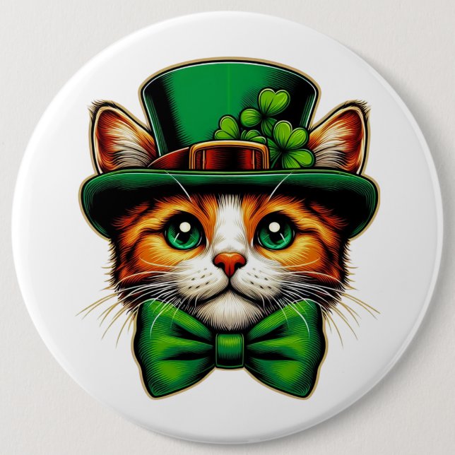 Cute cat/kitten Saint Patrick's Day  Button (Front)