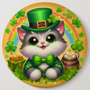 Cute cat/kitten Saint Patrick's Day  Button