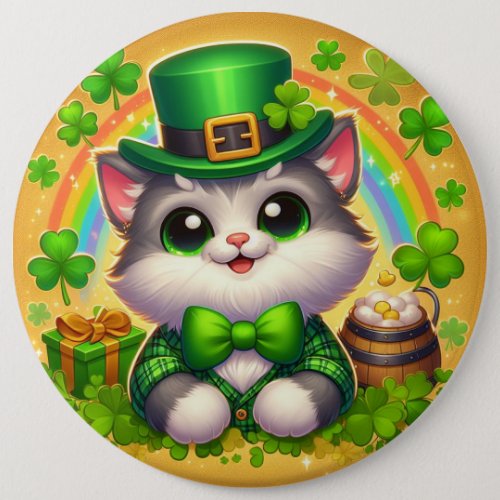 Cute catkitten Saint Patricks Day  Button