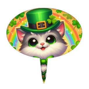Cute cat/kitten Saint Patrick's Day  Cake Topper