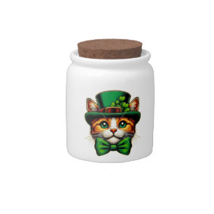 Cute cat/kitten Saint Patrick's Day Candy Jar
