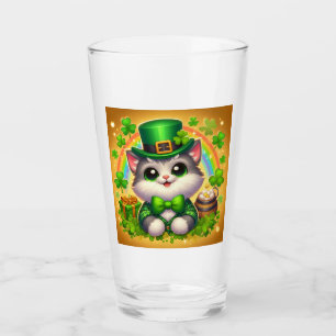 Cute cat/kitten Saint Patrick's Day Glass