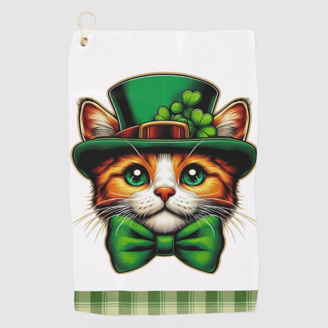 Cute cat/kitten Saint Patrick's Day  Golf Towel (Front)