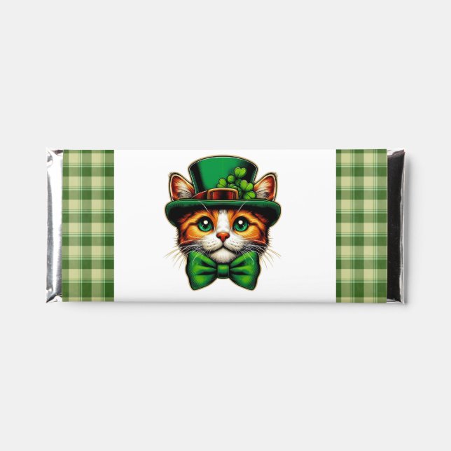 Cute cat/kitten Saint Patrick's Day  Hershey Bar Favors (Front)