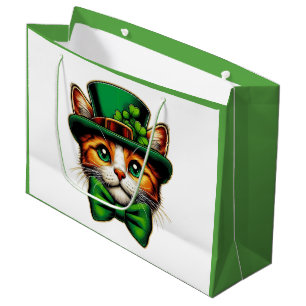 Cute cat/kitten Saint Patrick's Day Large Gift Bag