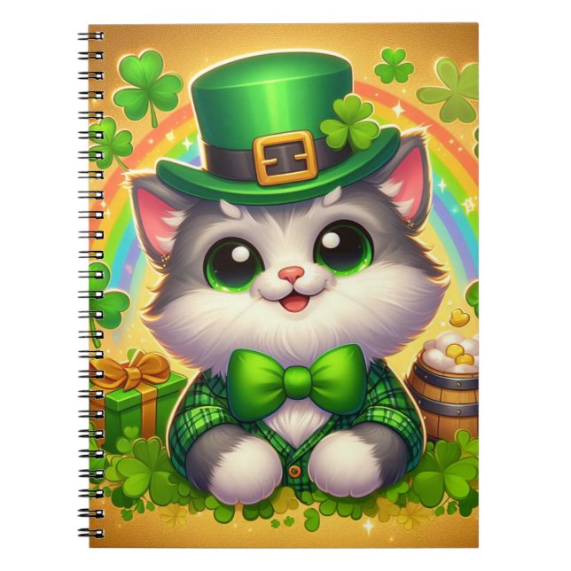 Cute cat/kitten Saint Patrick's Day  Notebook (Front)