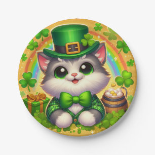 Cute cat/kitten Saint Patrick's Day Paper Plates