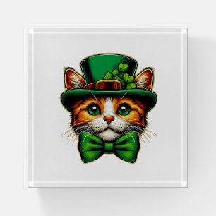 Cute cat/kitten Saint Patrick's Day Paperweight