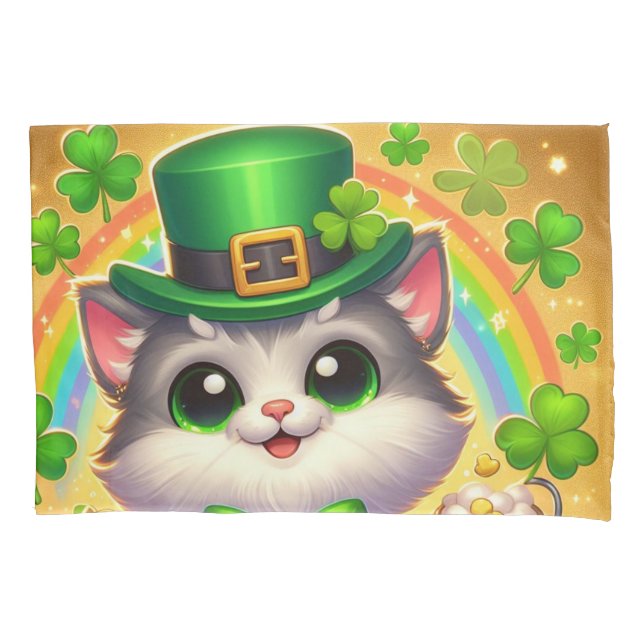 Cute cat/kitten Saint Patrick's Day  Pillow Case (Front)