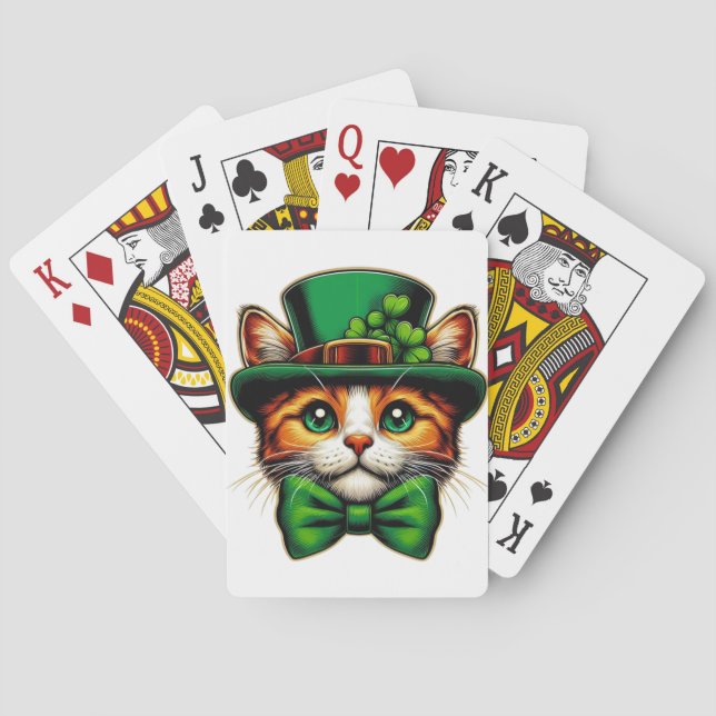 Cute cat/kitten Saint Patrick's Day  Poker Cards (Back)