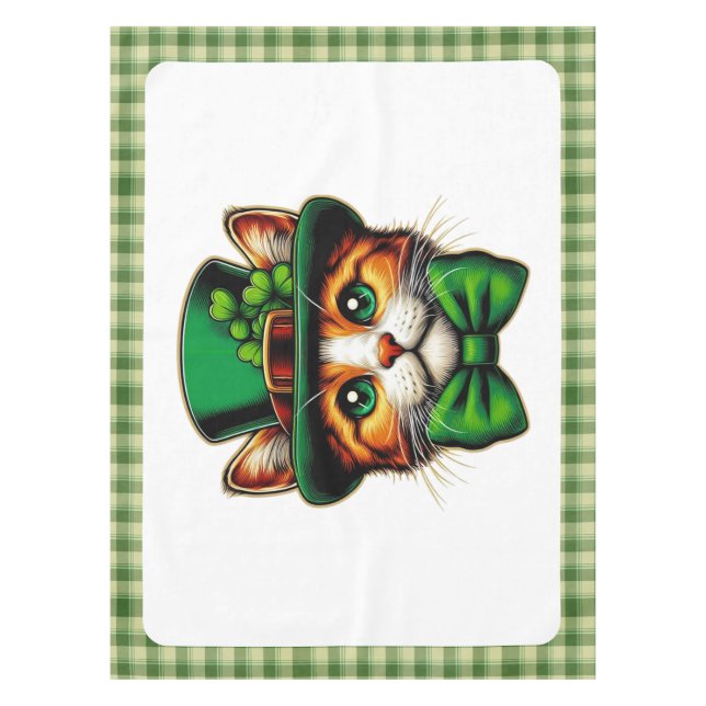 Cute cat/kitten Saint Patrick's Day  Tablecloth (Front)