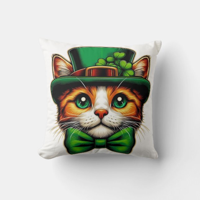 Cute cat/kitten Saint Patrick's Day  Throw Pillow (Front)
