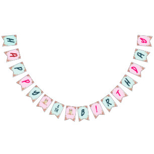 Cute Cat Kitten Themed Kid's Birthday Party Bunting Flags