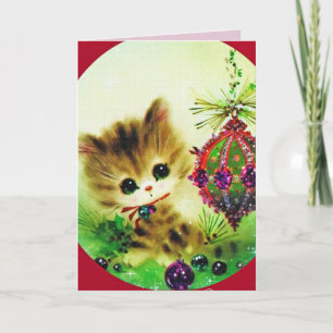 CUTE CAT KITTEN VINTAGE CHRISTMAS CARDS