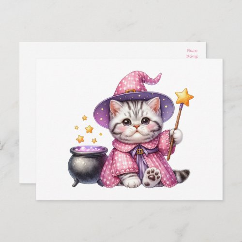 Cute Cat Kitten Witch Hello Love Thinking of You Postcard