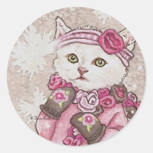 Cute Cat Kitten with Mittens Stickers