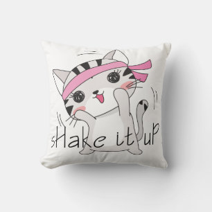 Cute Cat Kitten Working Out Exercise Gym Pillow
