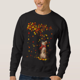 Cute Cat Kitty Autumn Fall Leaves Cat Men Women Sweatshirt